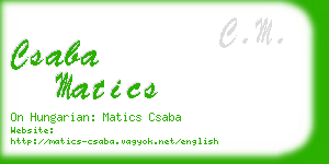 csaba matics business card